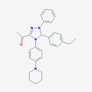 molecular formula C29H32N4O B315953 1-{5-(4-ethylphenyl)-1-phenyl-4-[4-(1-piperidinyl)phenyl]-4,5-dihydro-1H-1,2,4-triazol-3-yl}ethanone 