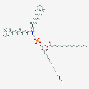 molecular formula C77H124NO8P B3159580 2,3-di(hexadecanoyloxy)propyl 2-[2-[(1E,3E,5E,7E)-2,6-dimethyl-8-(2,6,6-trimethylcyclohexen-1-yl)octa-1,3,5,7-tetraenyl]-4-[(1E,3E,5E)-4-methyl-6-(2,6,6-trimethylcyclohexen-1-yl)hexa-1,3,5-trienyl]pyridin-1-ium-1-yl]ethyl phosphate CAS No. 863180-05-6