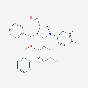 1-[4-benzyl-5-[2-(benzyloxy)-5-chlorophenyl]-1-(3,4-dimethylphenyl)-4,5-dihydro-1H-1,2,4-triazol-3-yl]ethanone