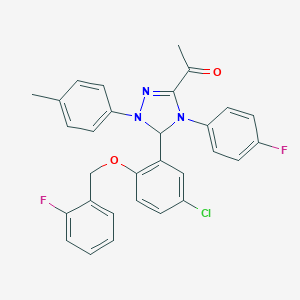 molecular formula C30H24ClF2N3O2 B315967 1-[5-{5-chloro-2-[(2-fluorobenzyl)oxy]phenyl}-4-(4-fluorophenyl)-1-(4-methylphenyl)-4,5-dihydro-1H-1,2,4-triazol-3-yl]ethanone 