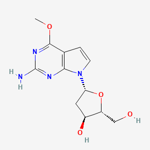 molecular formula C12H16N4O4 B3159670 2-Amino-4-methoxy-7-(beta-d-2-deoxyribofuranosyl)pyrrolo[2,3-d]pyrimidine CAS No. 86392-74-7