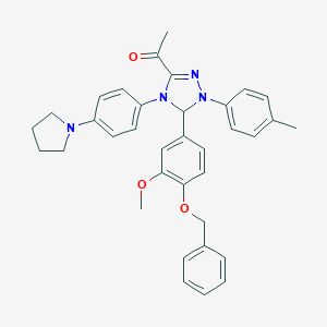molecular formula C35H36N4O3 B315970 1-{5-[4-(benzyloxy)-3-methoxyphenyl]-1-(4-methylphenyl)-4-[4-(1-pyrrolidinyl)phenyl]-4,5-dihydro-1H-1,2,4-triazol-3-yl}ethanone 