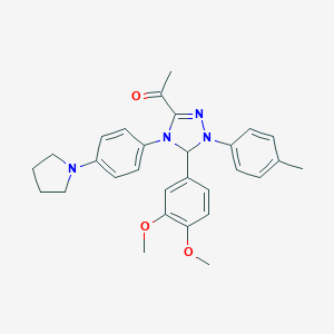 1-{5-(3,4-dimethoxyphenyl)-1-(4-methylphenyl)-4-[4-(1-pyrrolidinyl)phenyl]-4,5-dihydro-1H-1,2,4-triazol-3-yl}ethanone