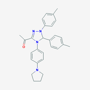molecular formula C28H30N4O B315973 1-{1,5-bis(4-methylphenyl)-4-[4-(1-pyrrolidinyl)phenyl]-4,5-dihydro-1H-1,2,4-triazol-3-yl}ethanone 