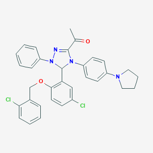 molecular formula C33H30Cl2N4O2 B315974 1-(5-{5-chloro-2-[(2-chlorobenzyl)oxy]phenyl}-1-phenyl-4-[4-(pyrrolidin-1-yl)phenyl]-4,5-dihydro-1H-1,2,4-triazol-3-yl)ethanone 