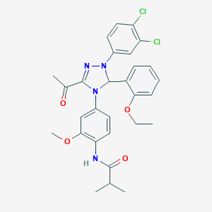 molecular formula C29H30Cl2N4O4 B315982 N-{4-[3-acetyl-1-(3,4-dichlorophenyl)-5-(2-ethoxyphenyl)-1,5-dihydro-4H-1,2,4-triazol-4-yl]-2-methoxyphenyl}-2-methylpropanamide 