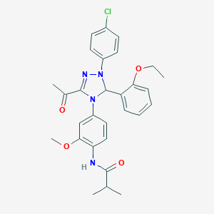 molecular formula C29H31ClN4O4 B315983 N-{4-[3-acetyl-1-(4-chlorophenyl)-5-(2-ethoxyphenyl)-1,5-dihydro-4H-1,2,4-triazol-4-yl]-2-methoxyphenyl}-2-methylpropanamide 