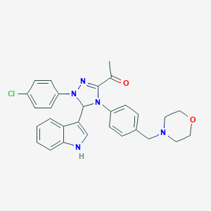 molecular formula C29H28ClN5O2 B315984 1-{1-(4-chlorophenyl)-5-(1H-indol-3-yl)-4-[4-(4-morpholinylmethyl)phenyl]-4,5-dihydro-1H-1,2,4-triazol-3-yl}ethanone 