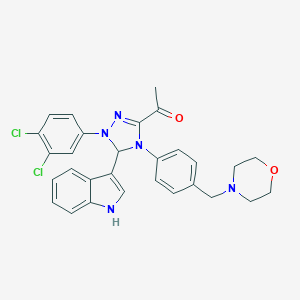 molecular formula C29H27Cl2N5O2 B315986 1-{1-(3,4-dichlorophenyl)-5-(1H-indol-3-yl)-4-[4-(4-morpholinylmethyl)phenyl]-4,5-dihydro-1H-1,2,4-triazol-3-yl}ethanone 