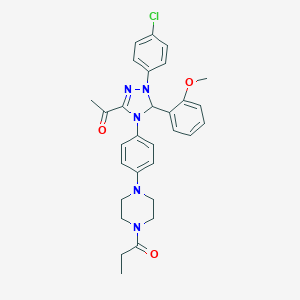 molecular formula C30H32ClN5O3 B315988 1-{1-(4-chlorophenyl)-5-(2-methoxyphenyl)-4-[4-(4-propionyl-1-piperazinyl)phenyl]-4,5-dihydro-1H-1,2,4-triazol-3-yl}ethanone 