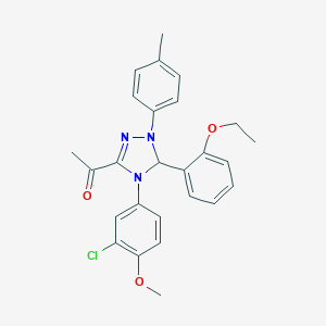 molecular formula C26H26ClN3O3 B315989 1-[4-(3-chloro-4-methoxyphenyl)-5-(2-ethoxyphenyl)-1-(4-methylphenyl)-4,5-dihydro-1H-1,2,4-triazol-3-yl]ethanone 