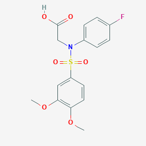 molecular formula C16H16FNO6S B3159917 N-[(3,4-dimethoxyphenyl)sulfonyl]-N-(4-fluorophenyl)glycine CAS No. 865413-19-0