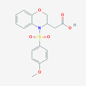 molecular formula C17H17NO6S B3159936 2-{4-[(4-methoxyphenyl)sulfonyl]-3,4-dihydro-2H-1,4-benzoxazin-3-yl}acetic acid CAS No. 865657-74-5