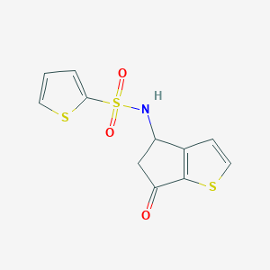 molecular formula C11H9NO3S3 B3159962 N-(6-oxo-5,6-dihydro-4H-cyclopenta[b]thiophen-4-yl)-2-thiophenesulfonamide CAS No. 865658-94-2