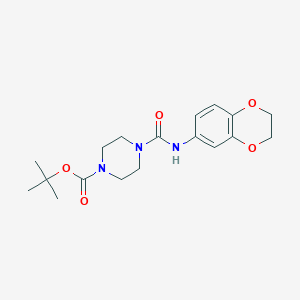 molecular formula C18H25N3O5 B3159996 叔丁基 4-[(2,3-二氢-1,4-苯并二氧杂环-6-氨基)羰基]四氢-1(2H)-吡嗪羧酸酯 CAS No. 865659-73-0