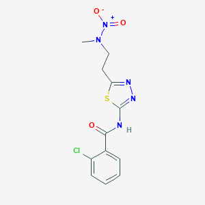 molecular formula C12H12ClN5O3S B316003 2-chloro-N-{5-[2-(2-hydroxy-1-methyl-2-oxidohydrazino)ethyl]-1,3,4-thiadiazol-2-yl}benzamide 