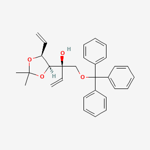 molecular formula C30H32O4 B3160080 (R)-2-((4S,5S)-2,2-dimethyl-5-vinyl-1,3-dioxolan-4-yl)-1-(trityloxy)but-3-en-2-ol CAS No. 865838-12-6