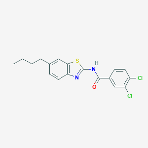 molecular formula C18H16Cl2N2OS B316010 N-(6-butyl-1,3-benzothiazol-2-yl)-3,4-dichlorobenzamide 