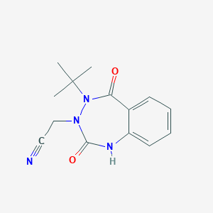 molecular formula C14H16N4O2 B3160144 2-[4-(tert-butyl)-2,5-dioxo-1,2,4,5-tetrahydro-3H-1,3,4-benzotriazepin-3-yl]acetonitrile CAS No. 866009-68-9