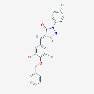 molecular formula C24H17Br2ClN2O2 B316016 4-[4-(benzyloxy)-3,5-dibromobenzylidene]-2-(4-chlorophenyl)-5-methyl-2,4-dihydro-3H-pyrazol-3-one 