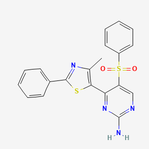 molecular formula C20H16N4O2S2 B3160174 4-(4-Methyl-2-phenyl-1,3-thiazol-5-yl)-5-(phenylsulfonyl)-2-pyrimidinamine CAS No. 866017-85-8