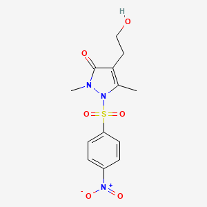 molecular formula C13H15N3O6S B3160204 4-(2-hydroxyethyl)-2,5-dimethyl-1-[(4-nitrophenyl)sulfonyl]-1,2-dihydro-3H-pyrazol-3-one CAS No. 866018-82-8
