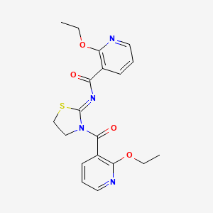 molecular formula C19H20N4O4S B3160215 2-ethoxy-N-{3-[(2-ethoxy-3-pyridinyl)carbonyl]-1,3-thiazolan-2-yliden}nicotinamide CAS No. 866019-07-0
