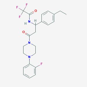 molecular formula C23H25F4N3O2 B3160229 N-{1-(4-ethylphenyl)-3-[4-(2-fluorophenyl)piperazino]-3-oxopropyl}-2,2,2-trifluoroacetamide CAS No. 866019-26-3