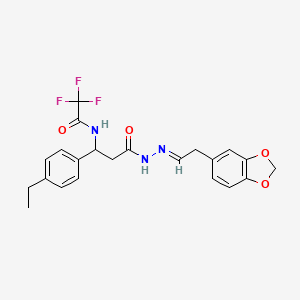 N-[3-{2-[(E)-2-(1,3-benzodioxol-5-yl)ethylidene]hydrazino}-1-(4-ethylphenyl)-3-oxopropyl]-2,2,2-trifluoroacetamide