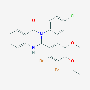 molecular formula C23H19Br2ClN2O3 B316025 3-(4-chlorophenyl)-2-(2,3-dibromo-4-ethoxy-5-methoxyphenyl)-2,3-dihydro-4(1H)-quinazolinone 