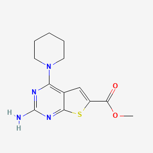 molecular formula C13H16N4O2S B3160257 2-氨基-4-哌啶噻吩并[2,3-d]嘧啶-6-甲酸甲酯 CAS No. 866020-42-0
