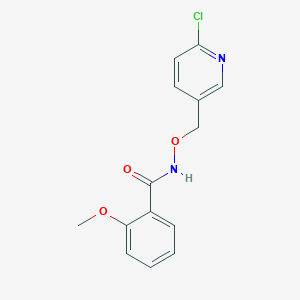 molecular formula C14H13ClN2O3 B3160258 N-[(6-chloropyridin-3-yl)methoxy]-2-methoxybenzamide CAS No. 866020-44-2