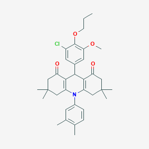molecular formula C35H42ClNO4 B316028 9-(3-chloro-5-methoxy-4-propoxyphenyl)-10-(3,4-dimethylphenyl)-3,3,6,6-tetramethyl-3,4,6,7,9,10-hexahydro-1,8(2H,5H)-acridinedione 