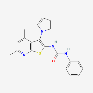 molecular formula C20H18N4OS B3160284 N-[4,6-dimethyl-3-(1H-pyrrol-1-yl)thieno[2,3-b]pyridin-2-yl]-N'-phenylurea CAS No. 866039-19-2