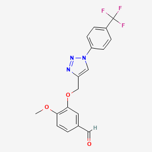 molecular formula C18H14F3N3O3 B3160299 4-methoxy-3-({1-[4-(trifluoromethyl)phenyl]-1H-1,2,3-triazol-4-yl}methoxy)benzenecarbaldehyde CAS No. 866039-45-4