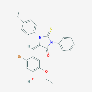 molecular formula C26H23BrN2O3S B316030 5-(2-Bromo-5-ethoxy-4-hydroxybenzylidene)-1-(4-ethylphenyl)-3-phenyl-2-thioxo-4-imidazolidinone 