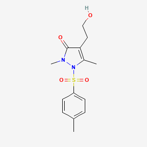 molecular formula C14H18N2O4S B3160319 4-(2-hydroxyethyl)-2,5-dimethyl-1-[(4-methylphenyl)sulfonyl]-1,2-dihydro-3H-pyrazol-3-one CAS No. 866039-57-8