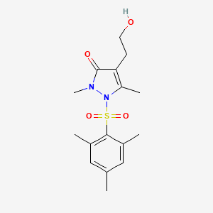molecular formula C16H22N2O4S B3160324 4-(2-hydroxyethyl)-1-(mesitylsulfonyl)-2,5-dimethyl-1,2-dihydro-3H-pyrazol-3-one CAS No. 866039-65-8