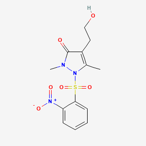 molecular formula C13H15N3O6S B3160348 4-(2-hydroxyethyl)-2,5-dimethyl-1-[(2-nitrophenyl)sulfonyl]-1,2-dihydro-3H-pyrazol-3-one CAS No. 866039-86-3