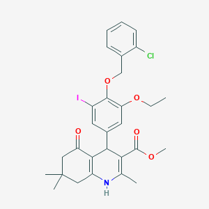 molecular formula C29H31ClINO5 B316035 Methyl 4-{4-[(2-chlorobenzyl)oxy]-3-ethoxy-5-iodophenyl}-2,7,7-trimethyl-5-oxo-1,4,5,6,7,8-hexahydro-3-quinolinecarboxylate 