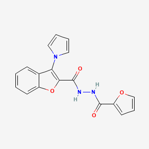 molecular formula C18H13N3O4 B3160359 N'-(2-furylcarbonyl)-3-(1H-pyrrol-1-yl)-1-benzofuran-2-carbohydrazide CAS No. 866040-19-9
