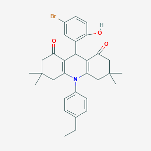 molecular formula C31H34BrNO3 B316036 9-(5-bromo-2-hydroxyphenyl)-10-(4-ethylphenyl)-3,3,6,6-tetramethyl-3,4,6,7,9,10-hexahydro-1,8(2H,5H)-acridinedione 