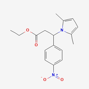 molecular formula C17H20N2O4 B3160366 ethyl 3-(2,5-dimethyl-1H-pyrrol-1-yl)-3-(4-nitrophenyl)propanoate CAS No. 866040-70-2