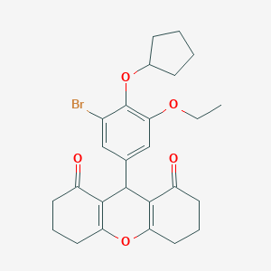 molecular formula C26H29BrO5 B316037 9-[3-bromo-4-(cyclopentyloxy)-5-ethoxyphenyl]-3,4,5,6,7,9-hexahydro-1H-xanthene-1,8(2H)-dione 