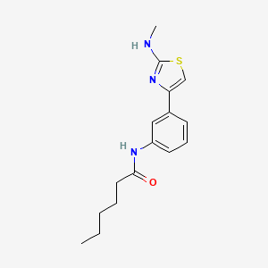 molecular formula C16H21N3OS B3160375 N-{3-[2-(methylamino)-1,3-thiazol-4-yl]phenyl}hexanamide CAS No. 866040-78-0