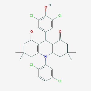 molecular formula C29H27Cl4NO3 B316038 9-(3,5-dichloro-4-hydroxyphenyl)-10-(2,5-dichlorophenyl)-3,3,6,6-tetramethyl-3,4,6,7,9,10-hexahydro-1,8(2H,5H)-acridinedione 