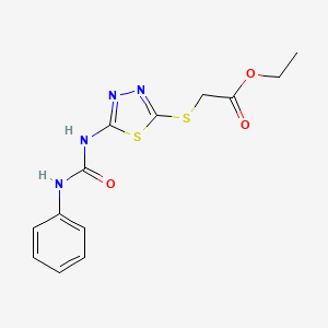 molecular formula C13H14N4O3S2 B3160393 Ethyl 2-({5-[(anilinocarbonyl)amino]-1,3,4-thiadiazol-2-yl}sulfanyl)acetate CAS No. 866042-10-6