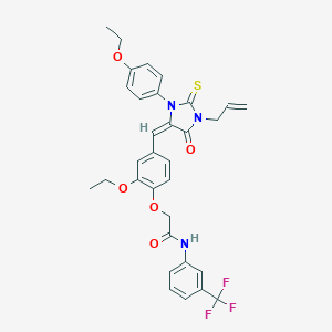 molecular formula C32H30F3N3O5S B316040 2-(4-{[1-allyl-3-(4-ethoxyphenyl)-5-oxo-2-thioxo-4-imidazolidinylidene]methyl}-2-ethoxyphenoxy)-N-[3-(trifluoromethyl)phenyl]acetamide 