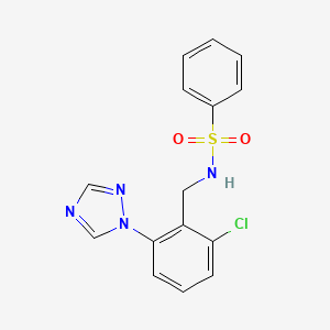 molecular formula C15H13ClN4O2S B3160420 N-[2-chloro-6-(1H-1,2,4-triazol-1-yl)benzyl]benzenesulfonamide CAS No. 866042-60-6