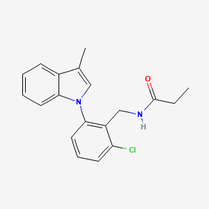 molecular formula C19H19ClN2O B3160427 N-[[2-chloro-6-(3-methylindol-1-yl)phenyl]methyl]propanamide CAS No. 866042-90-2